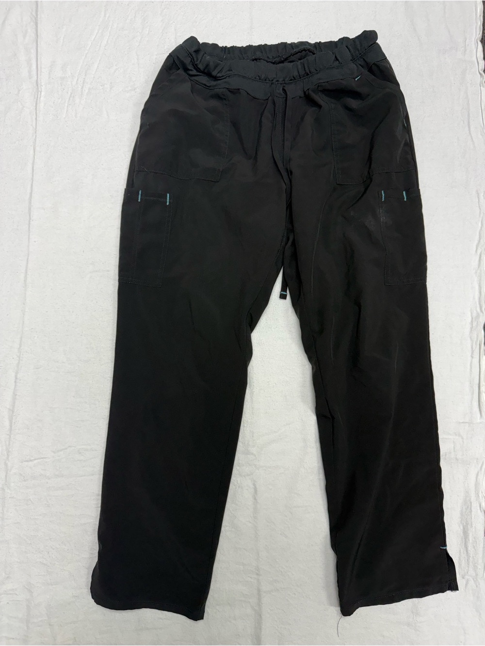 Scrubstar Black Elastic-Waist Cargo Scrub Pants